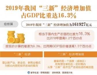 2019年我國“三新”經濟增加值占GDP比重達16.3%